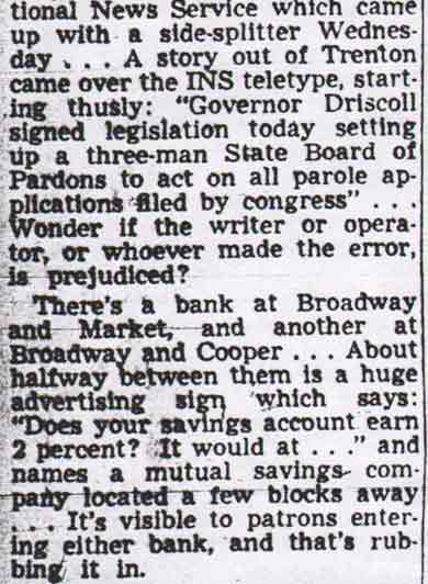Checked and Double Checked column by Jiminy, Camden Courier-Post June 5, 1948, page 5
