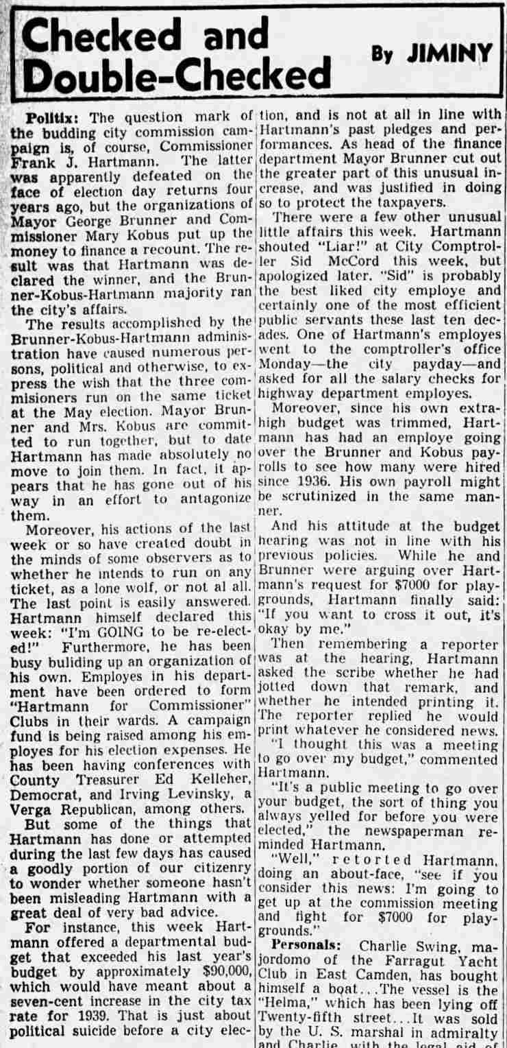 By Jiminy political column February 4 1939
