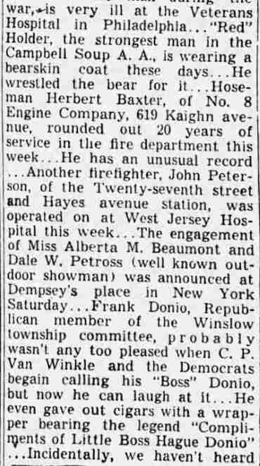 Checked and Double Checked column by Jiminy, Camden Courier-Post February 4, 1939, page 7