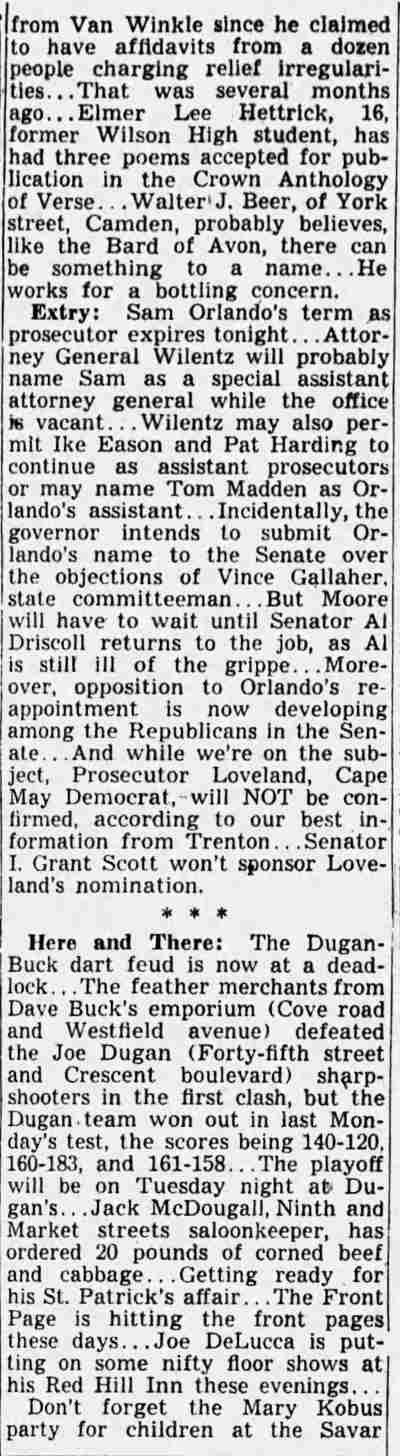 Checked and Double Checked column by Jiminy, Camden Courier-Post February 4, 1939, page 8