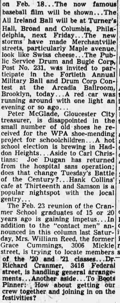 Checked and Double Checked column by Jiminy, Camden Courier-Post February 4, 1939, page 10