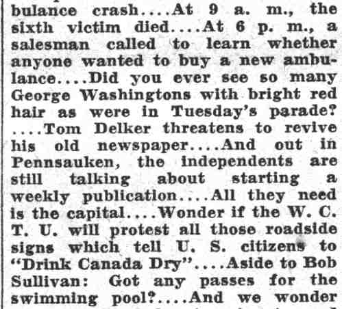 Checked and Double Checked column by Jiminy, Camden Courier-Post June 15, 1932, page 5