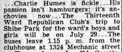 Camden Courier-Post Jiminy column, July 26, 1941 — Charlie Humes and the 13th Ward Republican Club