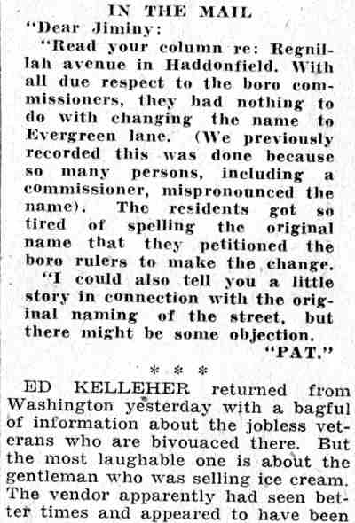 Checked and Double Checked column by Jiminy, Camden Courier-Post June 8, 1932, page 2