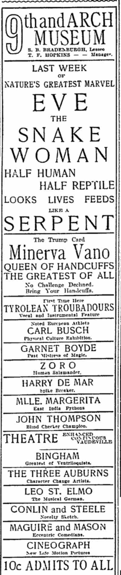 Philadelphia Inquirer January 1, 1907 — 9th and Arch Museum advertisement listing Conlin and Steele