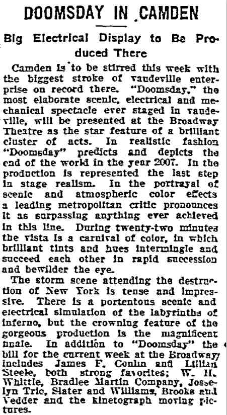 Philadelphia Inquirer November 10, 1907 — Doomsday in Camden article