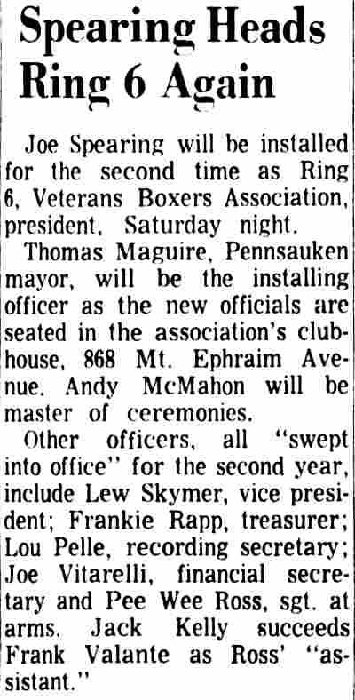 Veterans Boxing Association Ring 6 members, January 27, 1966