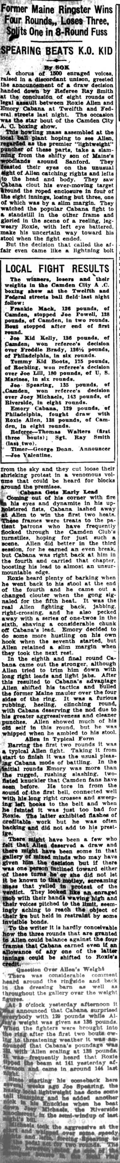 Allen Takes Thumping But Gets Even Break, September 1, 1928
