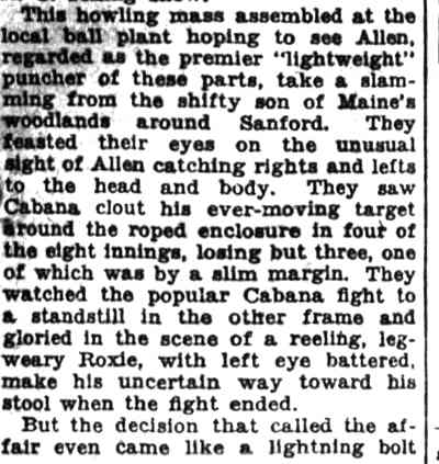 Camden Courier-Post, September 1, 1928 — Allen Takes Thumping But Gets Even Break, right column continuation