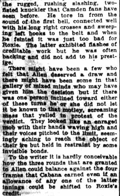 Camden Courier-Post, September 1, 1928 — continuation, Allen in Typical Form