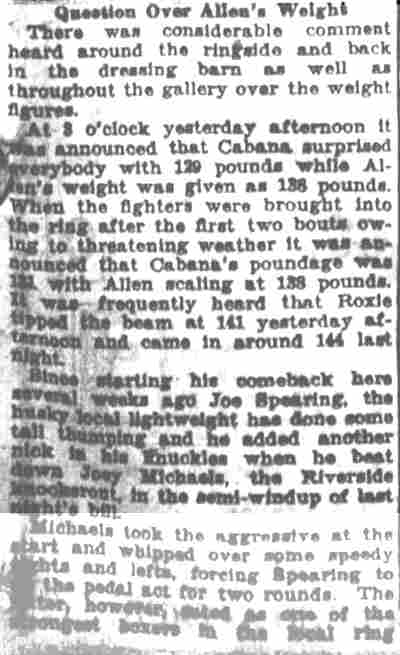 Camden Courier-Post, September 1, 1928 — continuation, Question Over Allen's Weight, Joe Spearing section