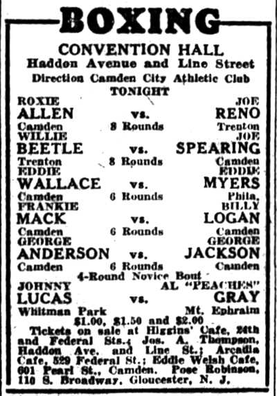 Courier-Post, September 28, 1928 — Boxing at Convention Hall
