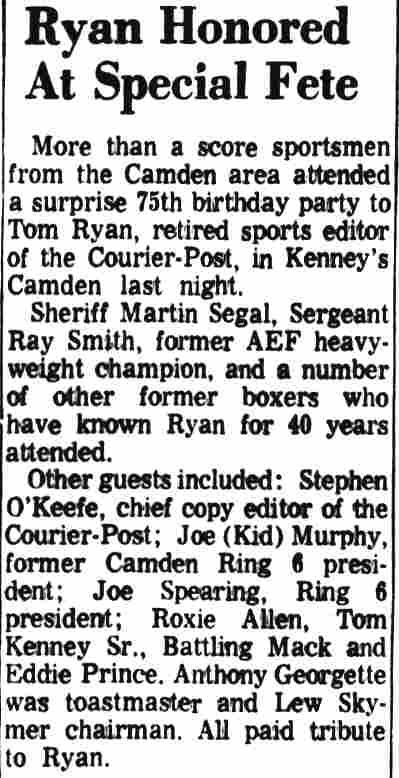 Ryan Honored At Special Fete, November 3, 1966