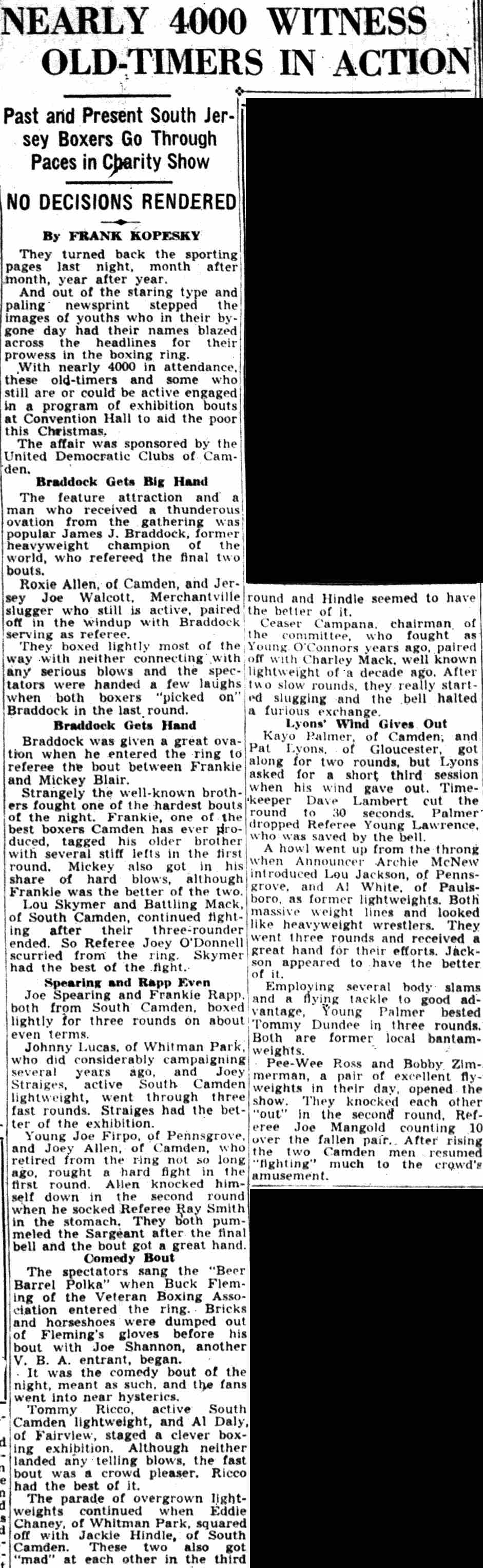 Nearly 4000 Witness Old-Timers in Action, December 20, 1939