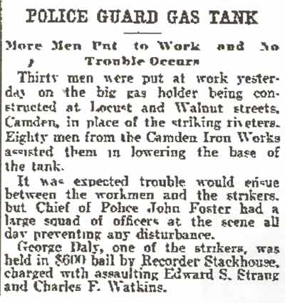 Police Guard Gas Tank, Philadelphia Inquirer, August 12, 1904