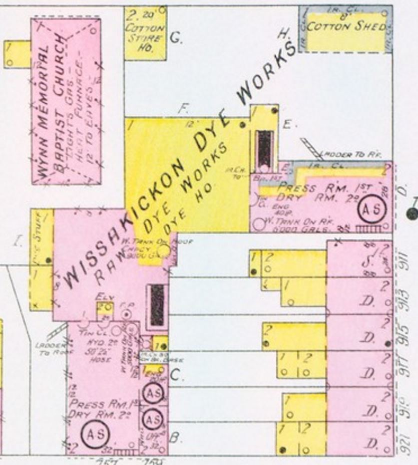 Wissahickon Dye Works, 1906 Sanborn Map (detail)