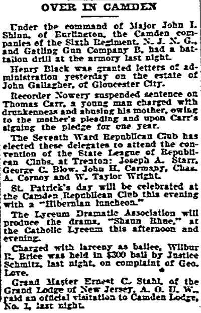 Philadelphia Inquirer, March 17, 1898 — Over in Camden