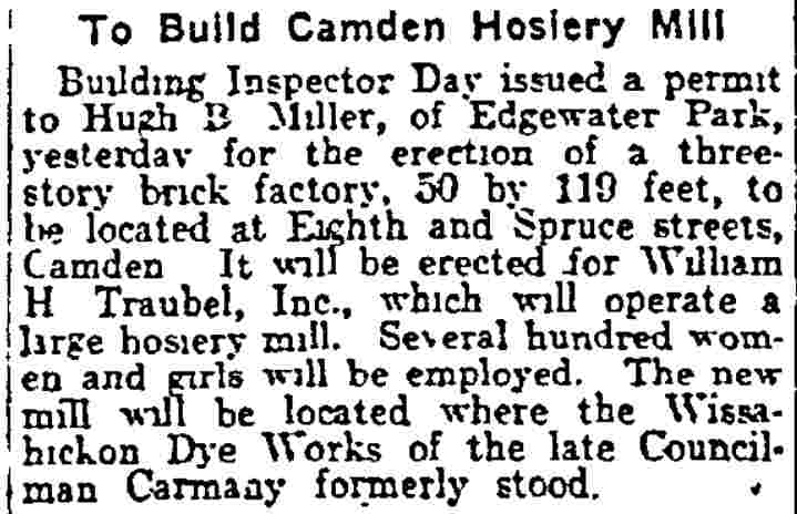 Philadelphia Inquirer, July 1, 1915 — To Build Camden Hosiery Mill