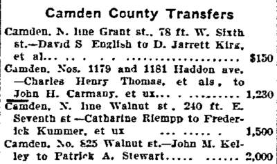 Philadelphia Inquirer, August 7, 1901 — Camden County Transfers