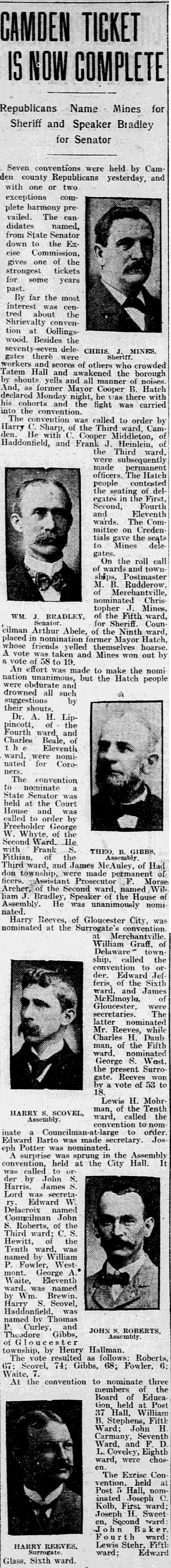 Philadelphia Inquirer, October 16, 1902 — Camden Republican ticket, full-page spread