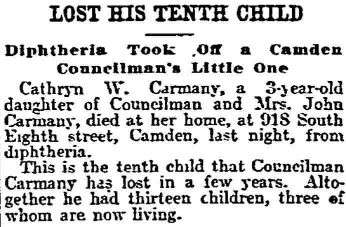 Philadelphia Inquirer, November 4, 1904 — Lost His Tenth Child