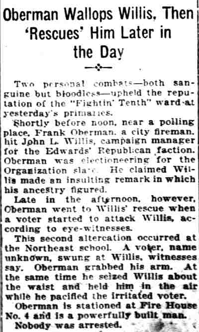 Camden Daily Courier, September 27, 1922 — Oberman and Willis primary incident