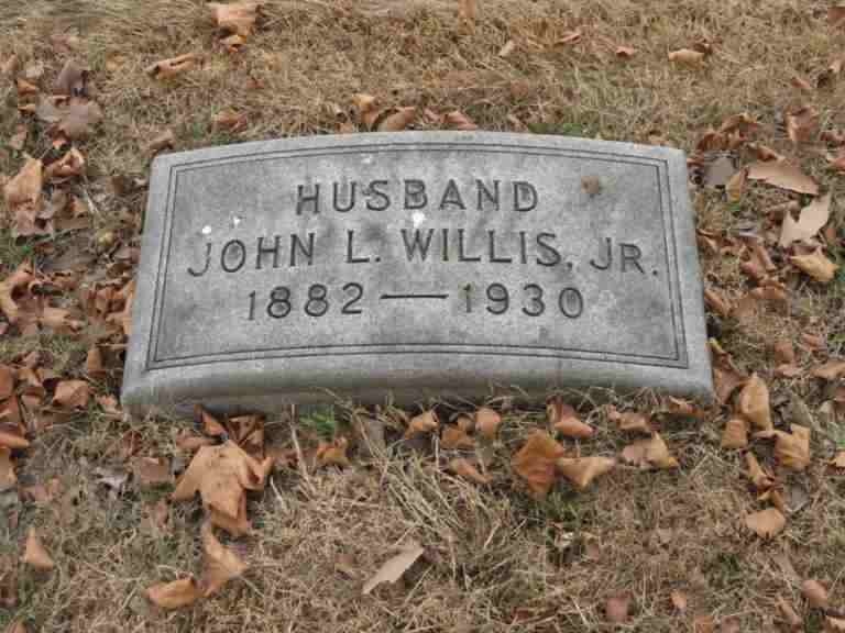 Grave marker for John L. Willis Jr., 1882-1930, Arlington Cemetery, Pennsauken NJ