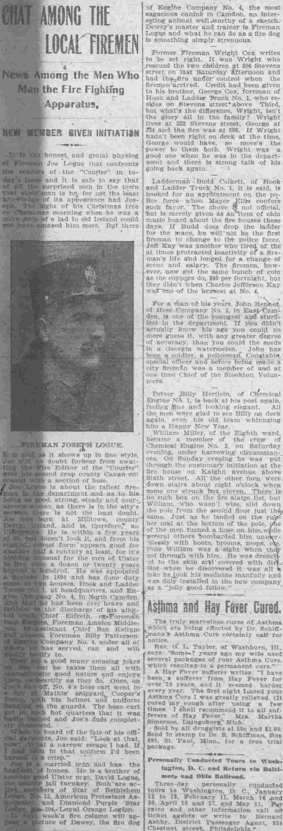 Camden Daily Courier January 6, 1905 — Chat Among the Local Firemen
