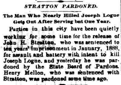 Camden Post, March 14, 1889 — Stratton Pardoned