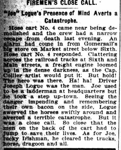 Camden Evening Courier, March 29, 1900 — Firemen's close call