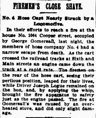 Camden Post-Telegram, March 29, 1900 — Firemen's close shave
