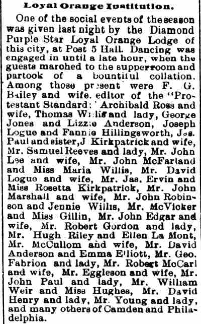 Newspaper clipping: Loyal Orange Institution, April 19, 1892