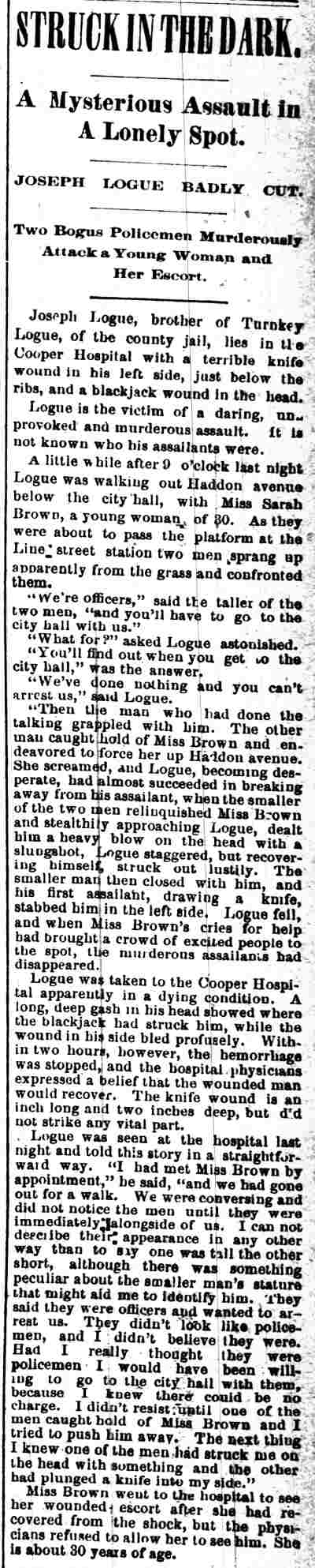 Camden Post May 7, 1888 — Struck in the Dark