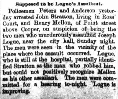 Camden Daily Courier May 8, 1888 — Logue's Assailant