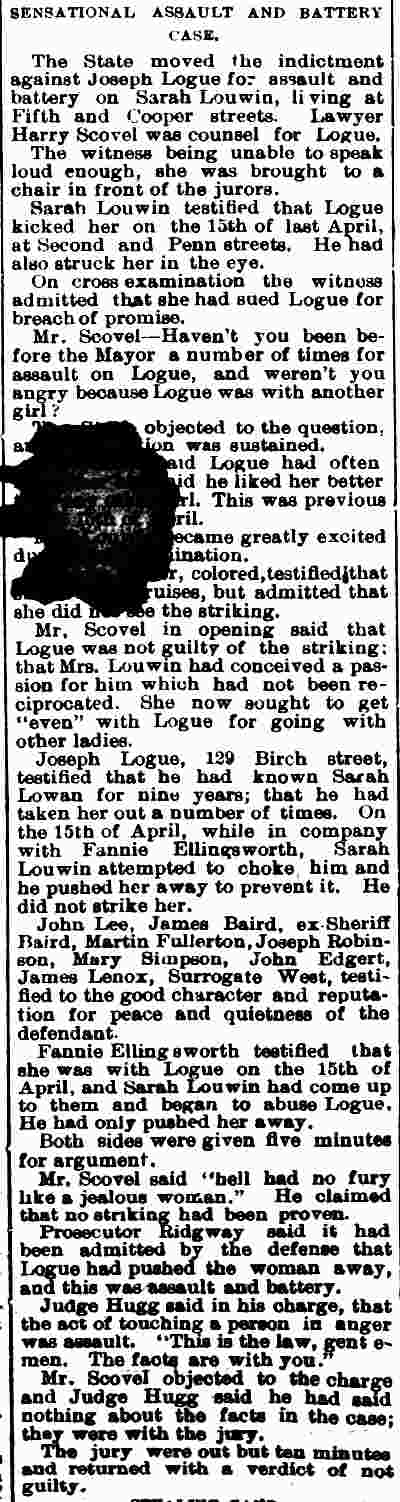 Sensational Assault and Battery Case, Camden Post, June 3 1891