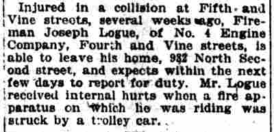 Camden Post-Telegram, November 15, 1916 — Logue to return to duty