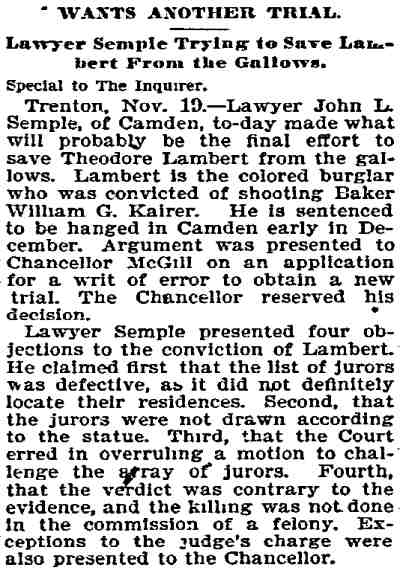 Philadelphia Inquirer, November 20, 1894