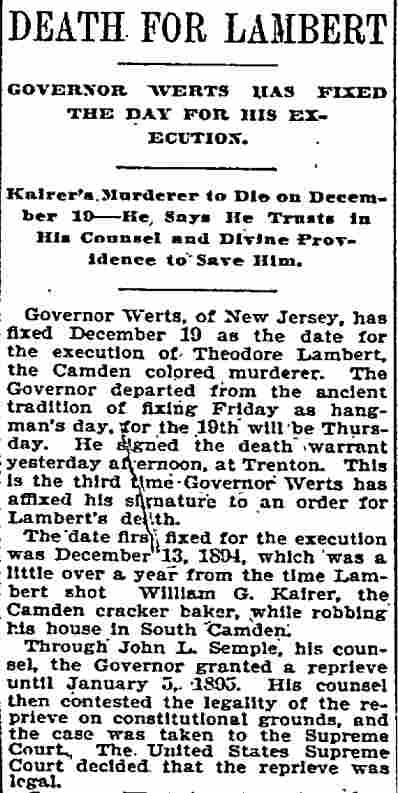 Philadelphia Inquirer, November 27, 1895, page 1