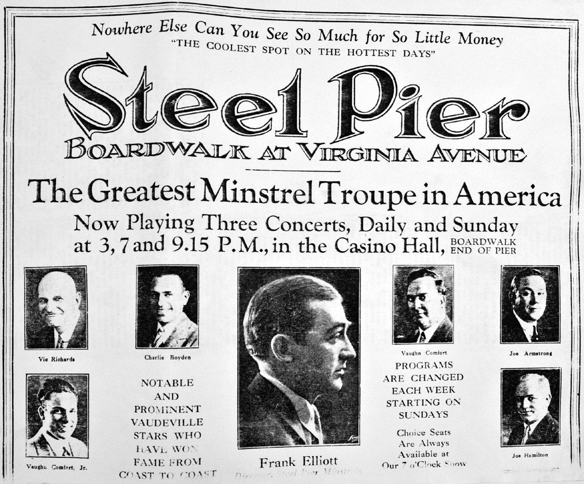 Frank Elliott's Steel Pier Minstrels group photo, Atlantic City, 1927