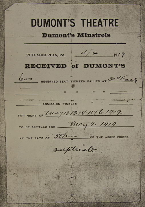 Dumont's Theatre program, Philadelphia, May 1919