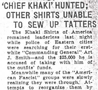 Camden Morning Post October 14, 1933, Chief Khaki Hunted, page 1