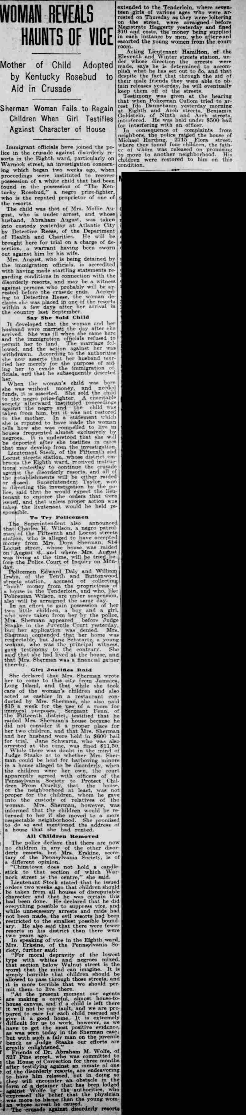 Philadelphia Inquirer, August 10, 1910 — Kentucky Rosebud