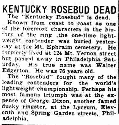 Camden Daily Courier, May 8, 1930 — death of Walter Edgerton (Kentucky Rosebud)