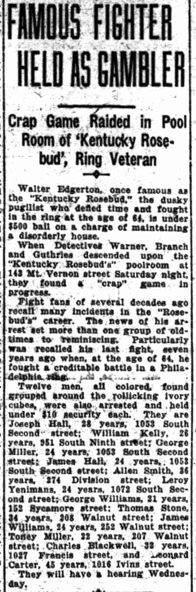 Camden Daily Courier, December 29, 1924 — Kentucky Rosebud gambling arrest