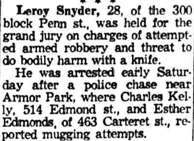 Camden Courier-Post, August 3, 1959 — Leroy Snyder held on charges