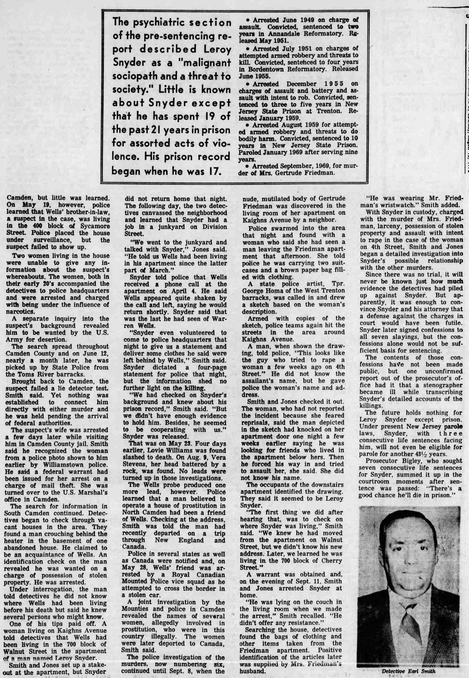 Camden Courier-Post, August 15, 1970 — The Pursuit of a Murderer, continued