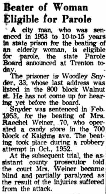 Camden Courier-Post, February 13, 1959 — Beater of Woman Eligible for Parole