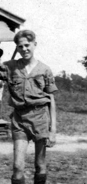 Fred E. Lickfeld in Boy Scout uniform, circa 1930 (black and white)