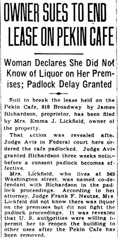 Camden Courier-Post, April 12-13, 1930 — Pekin Cafe story