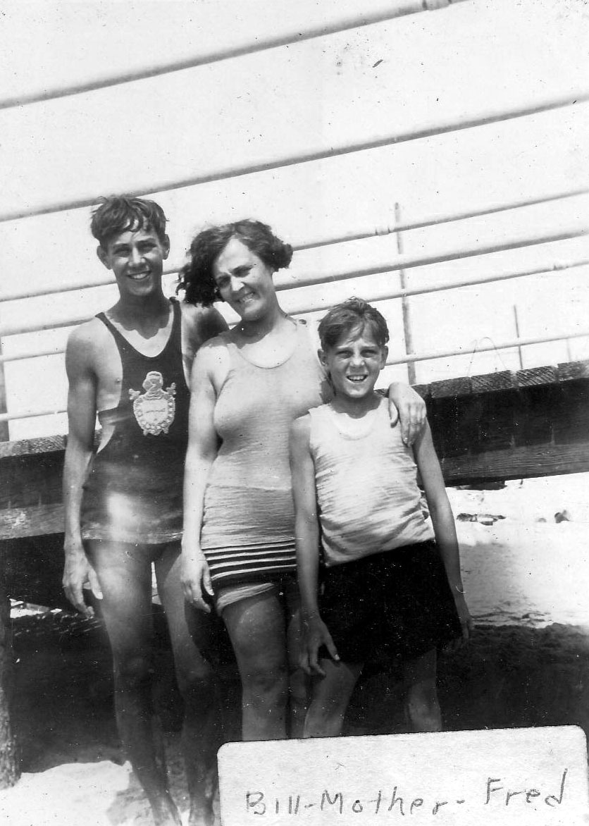 Left to right: William A. Lickfeld, Ruby R. Lickfeld, Fred E. Lickfeld, Wildwood, late 1920s (black and white)